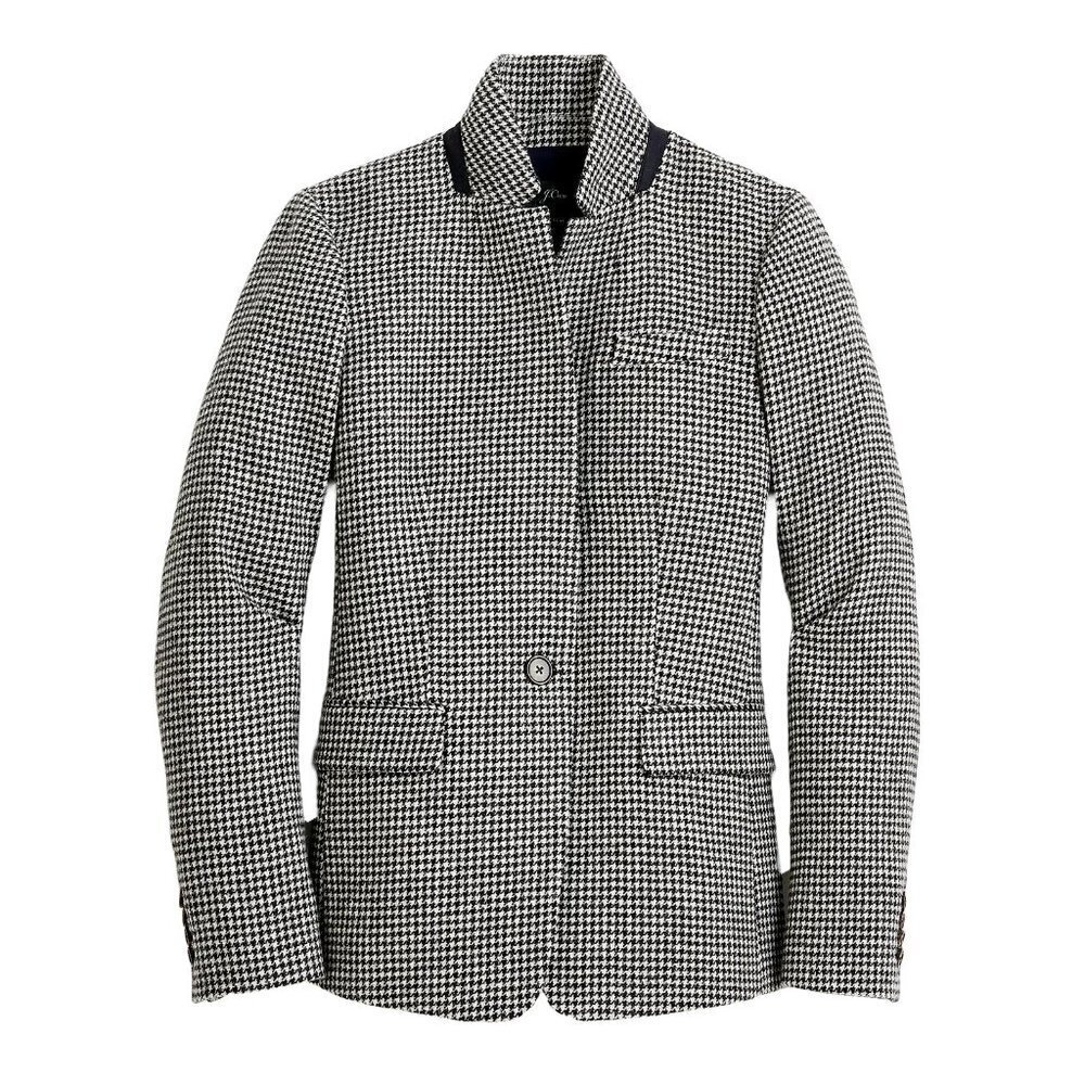 NWT J.Crew Regent Houndstooth Wool Blazer In Puppytooth Ivory Black Jacket 2
